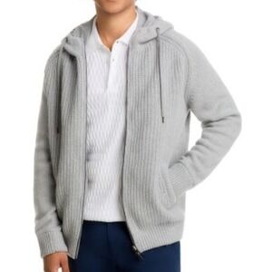 Herno Mens Bomber Jacket Reversible Padded Wool‎ Gray 56 IT XL US Full Zip Hood